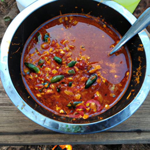 A bowl of hot and comforting campfire chili